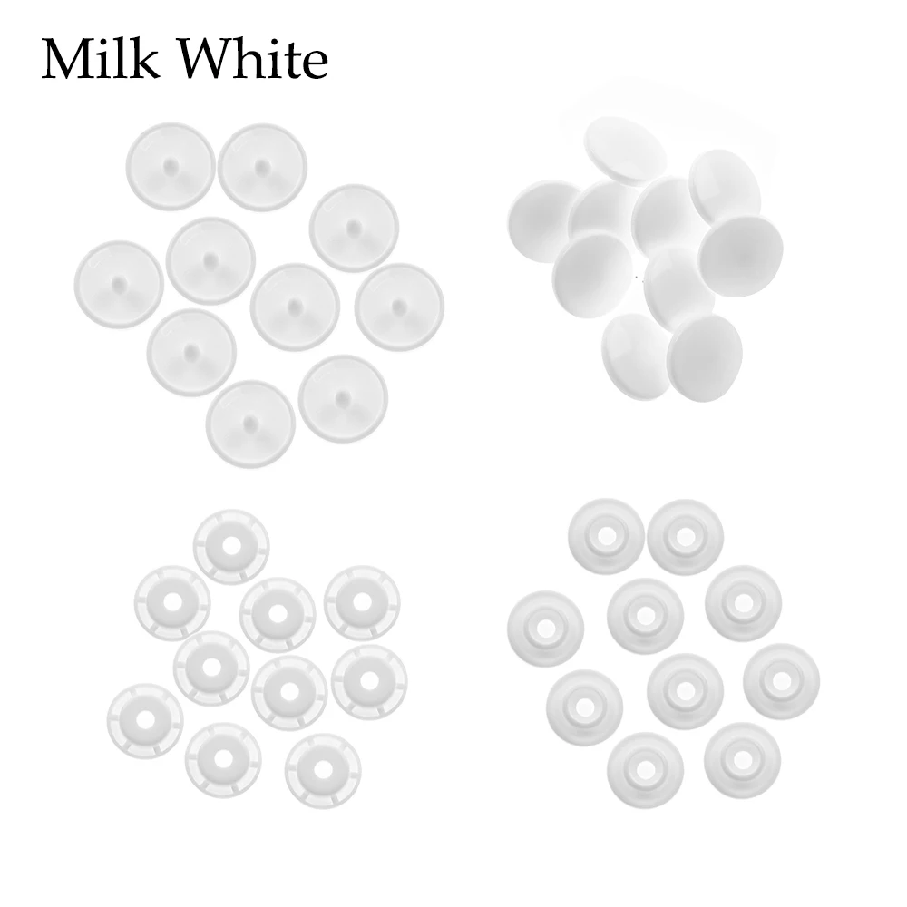 Высокое качество 10 комплектов круглые полимерные кнопки пластиковые защелки аксессуары для одежды пресс крепеж попперы шпильки Размер T5 шапки - Цвет: milk white