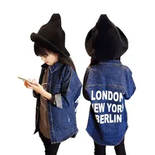 Spring Autumn Fashion Girls Jacket Children Clothes Denim Jackets Long Clothing Kids Coats Outwear For Girl baby jacket spring summer girls sun protective clothing children outwear cardigan girl leisure thin clothes floral sweatshirt
