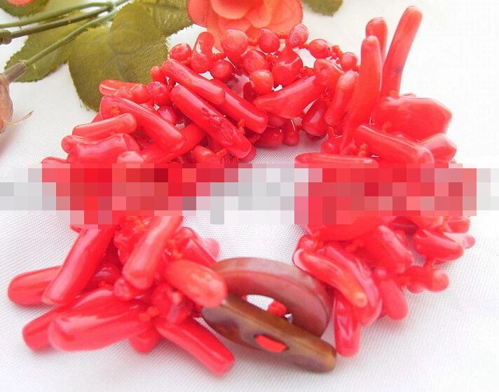 

FREE SHIPPING>>>@@ > 09494 Details about Red Bar Coral Bracelet