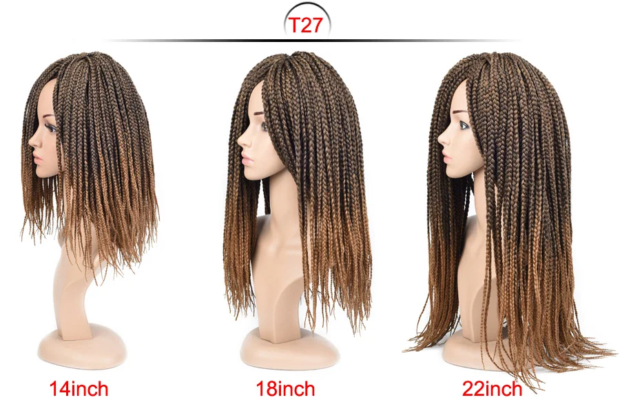 TOMO 1" 18" 2" длинные вязанные крючком косички для волос Омбре коричневые синтетические вязанные косички для наращивания волос 22 корня для женщин и детей