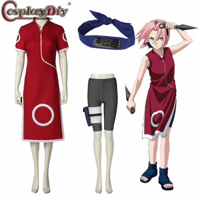 Cosplaydiy аниме Наруто Сакура харано Косплей Женская юбка Хэллоуин Карнавальный