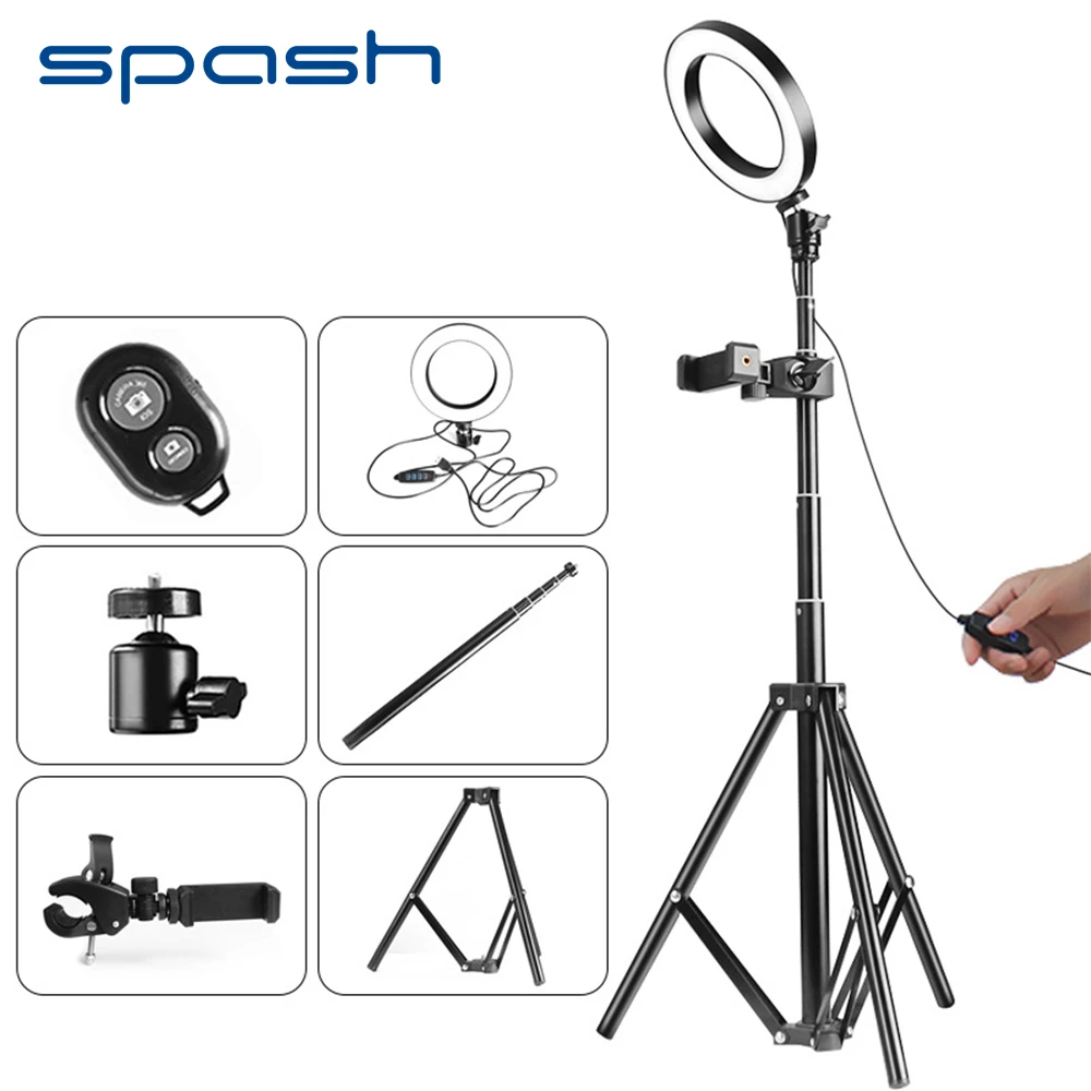 

spash 10 inches LED Ring Light USB Annular Lamp with Tripod Phone Holder Dimmable 64 LEDs Ring Lamps Photo Light for Video Shoot
