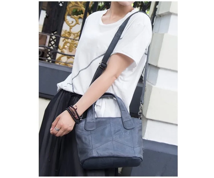 MJ Women Genuine Leather Bag Female Real Cow Leather Handbag Small Tote Bags Ladies Shoulder Handbag Messenger Bag for Women (38)