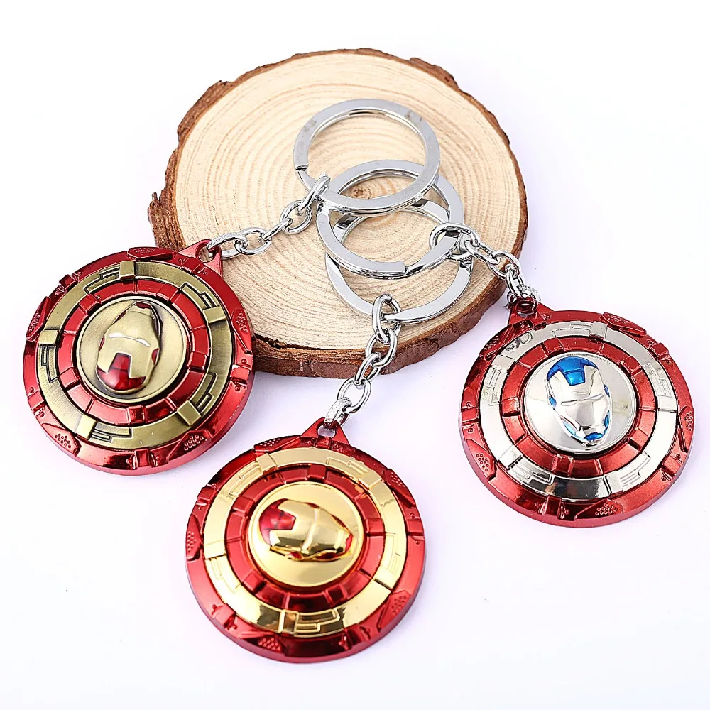 

Avengers Superhero Superman Keychains Captain America Iron Man Key Chain Ring Rotatable For men Car Women Bag Chaveiro Llavevos