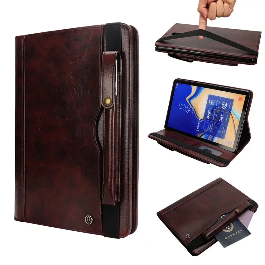 Case for Samsung Galaxy Tab S4 10.5 inch SM-T830 T835 With Pencil Holder Leather Flip Case Card Slot Smart Cover Sleep Awake Up (6)