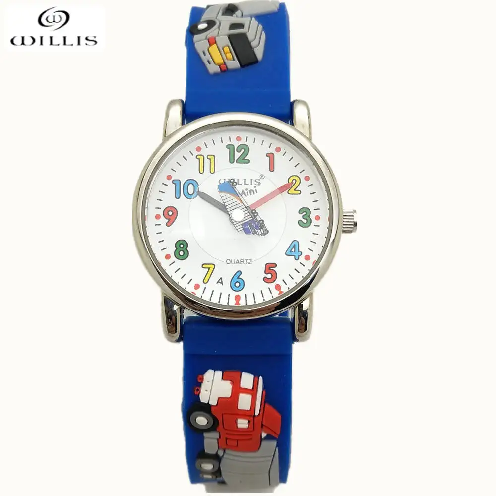 

NEW Child 3D CLOCK WILLIS Brands Children truck Waterproof Watch Cartoons Design Analog Clock kid Quartz Wrist Watch Child clock