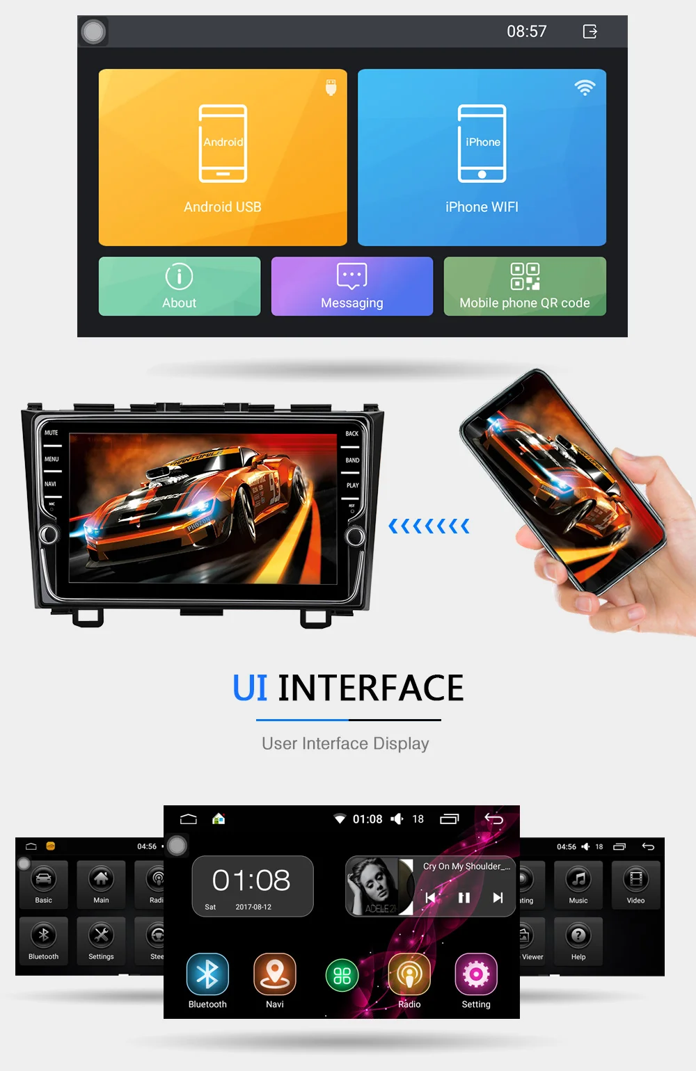 Best Funrover IPS Android 8.0 Car dvd multimedia player For Honda CRV 2006-2011 with car radio video player gps navigation 2 din RDS 13