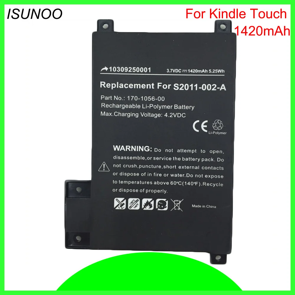 ISUNOO 5 шт./лот 1420 мАч батарея для Amazon Kindle Touch 6 &quoteReader D01200 DR A014 170 1056 00 S2011 002 A kindle