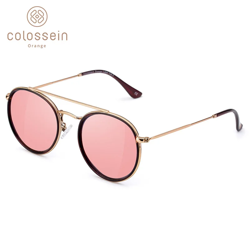 COLOSSEIN поляризованные солнцезащитные очки женская мода металл овальная рамка UV400 солнцезащитные очки розовые линзы женские очки ретро для Рыбалки