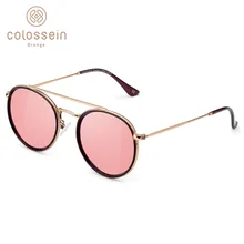 COLOSSEIN поляризованные солнцезащитные очки женская мода металл овальная рамка UV400 солнцезащитные очки розовые линзы женские очки ретро для Рыбалки