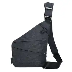 Модные новые простые Для мужчин Холст Груди Сумка Crossbody мешок черный Повседневное простые тонкие Anti Theft сумка
