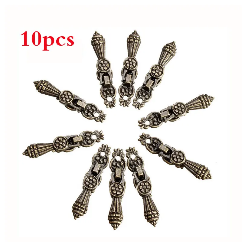10pcs Jewelry Wooden Box Pull Handle Drawer Knobs Antique Bronze Flower 5.2cm x1.1cm