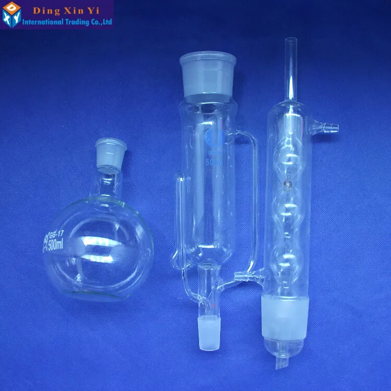 

0.5L Extraction Apparatus soxhlet with bulbed condenser,500ml Glass Soxhlet extractor,condenser and extractor body,Lab Glassware