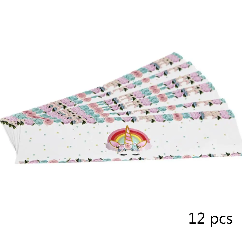12pcs Adhesive Unicorn Birthday Sticker Gifts Boxes Seal Label Stickers Water Bottle Candy Box Labels Unicorn Party Supplies