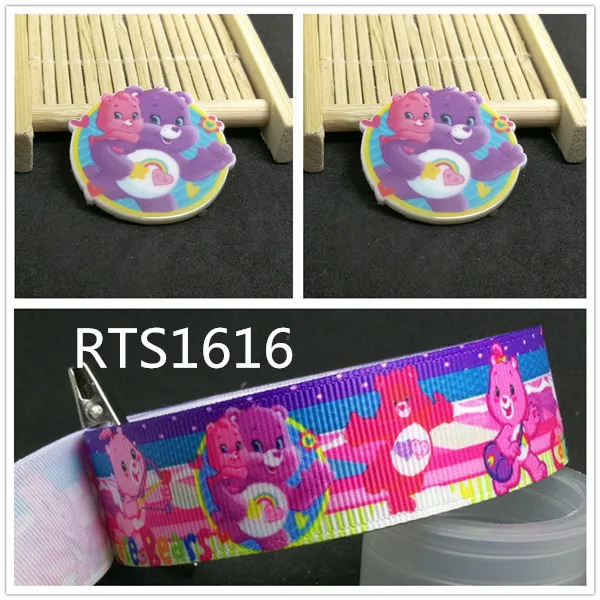 

7/8inch 100yard ribbon and 100pcs resin 1 set printed cartoon printed ribbon and resin RTS1616