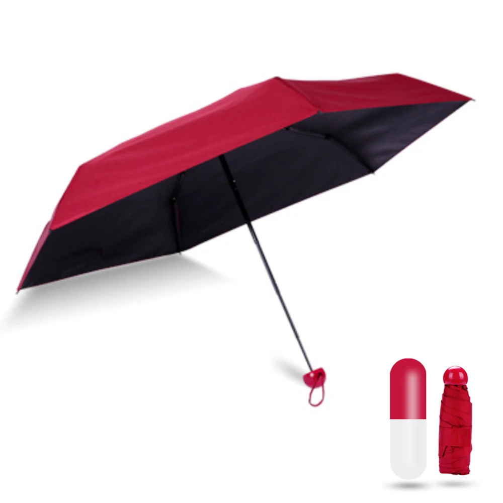 

Mini Pocket Compact Umbrella Sun Anti UV 5 Folding Rain Windproof Capsule Case K