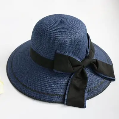 Новинка года, Корейская весенне-летняя шляпа с бантом из ленты для родителей и детей, соломенные шляпы детские для девочки, пляжные шляпы, женская шляпа от солнца - Цвет: Adult models