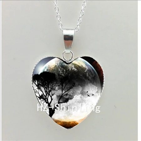 Черный Кот и луна сердце ожерелье животное с Луной кулон в форме сердца, украшения для женщин в форме сердца ожерелье HZ3 - Окраска металла: 17