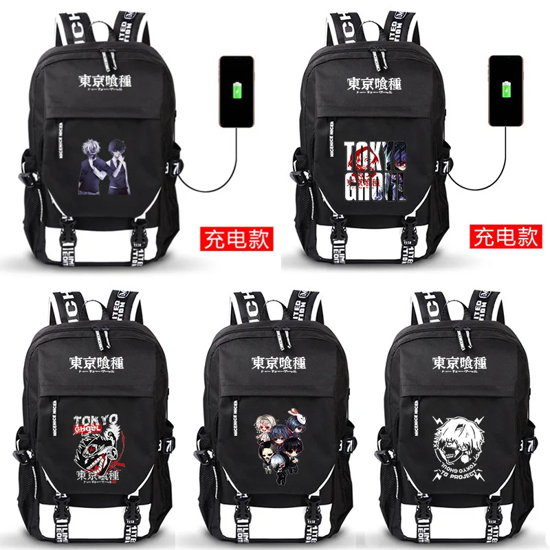 

Tokyo Ghoul Anime Kaneki Ken Cartoon Backpacks School Bags Book Bag USB Charging Laptop Shoulders Bags Rucksack