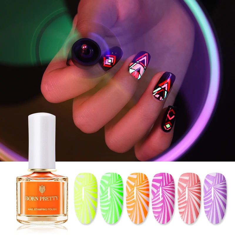 BORN PRETTY Летняя серия стэмпинг для ногтей флуоресцентный эффект Стикеры масло