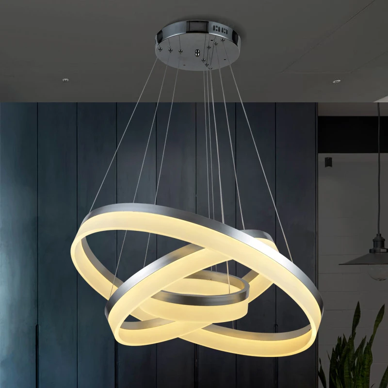 

Silver/black/white Modern LED Pendant Lights for Living diningroom kitchen light fixture aluminum+Acrylic hanging Pendant Lamp