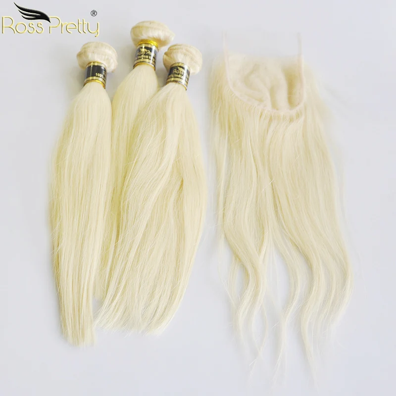 Росс Pretty Remy индийские прямые волосы пряди с закрытием блонд Цвет Кружева