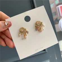 Новое поступление геометрические металлические женские винтажные корейские сережки-шпильки простые богемные жемчужные серьги с кисточками красивые серьги