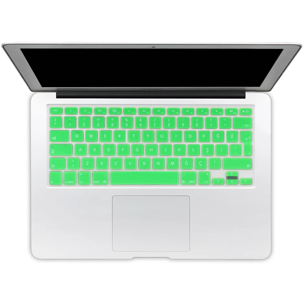 Евро введите турецкий красочный силиконовый чехол для клавиатуры для Macbook Air 13 Pro 13 15 17 retina протектор евро макет - Цвет: green
