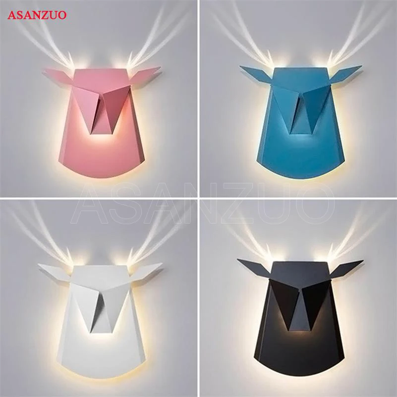 

Deer Head Wall lamp Creative Led Wall Lamp For Bedroom Bedside Living Room Corridor Hotel Decorative Modern Led Wall Lights