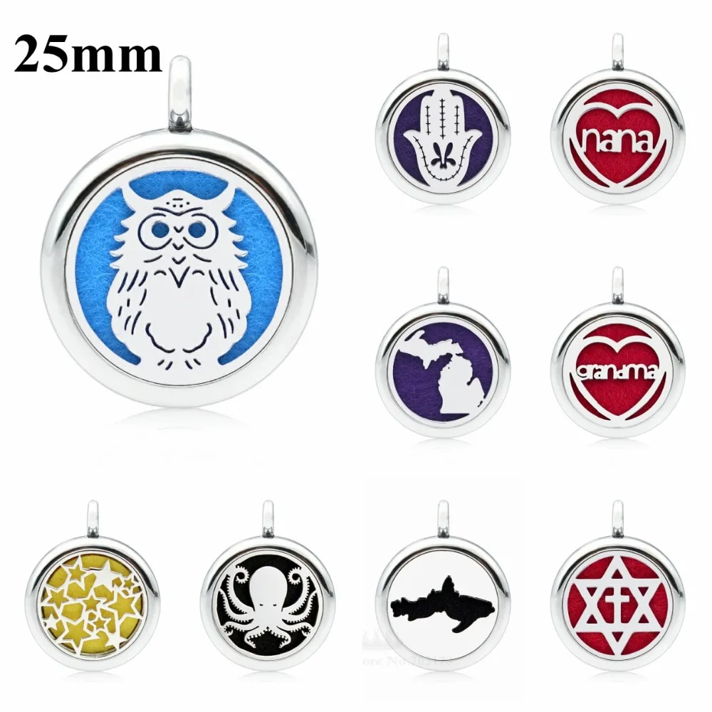 

New arrival Owl Stars 25mm Aromatherapy Locket Lucky hand Perfume Essential Diffuser Locket pendant As Gift (free chain & pad)