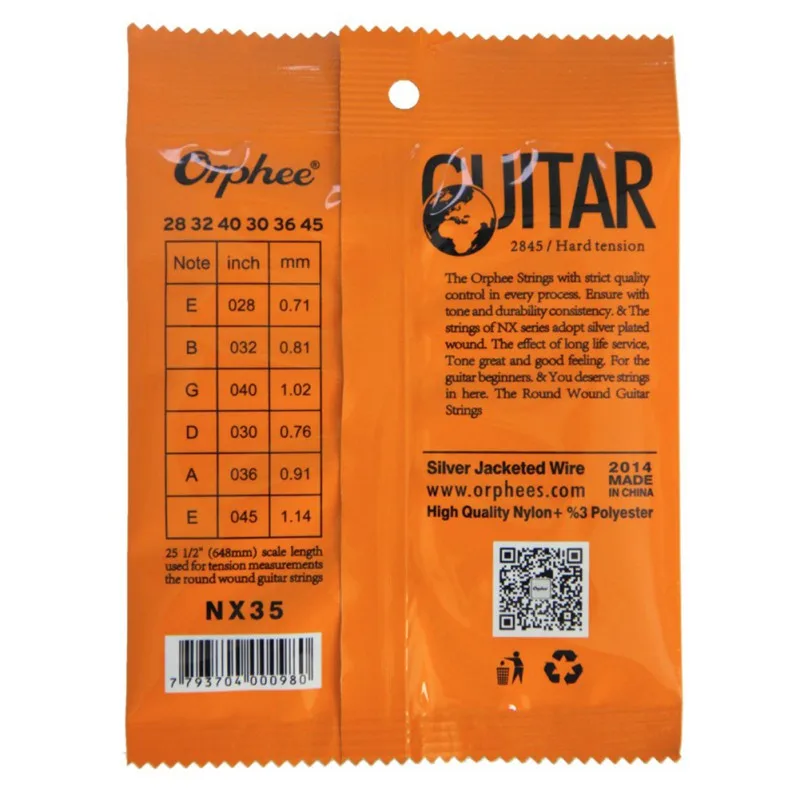 New Orphee Classical Classical Guitar Strings Nylon and Silver Plated Hard Wire / Normal Voltage 028-043 / 028-045 Wholesales