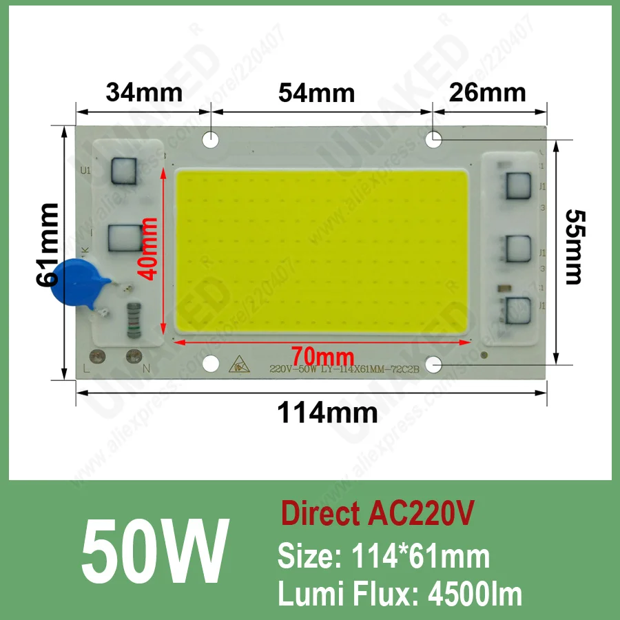 COB светодиодный чип лампы 50 Вт 100 Вт 150 Вт светодиодный Лампа COB 220 В Smart IC холодный теплый белый/белый Светодиодный прожектор чип