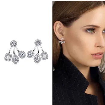 

Delicate Luxury Gemoetric Cubic Zirconia Party Wedding Jacket Earrings