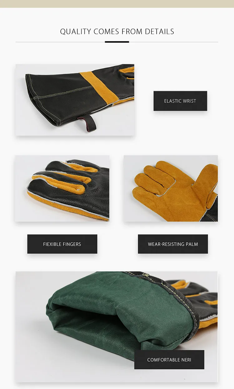 OZERO перчатки для барбекю рабочие сварочные перчатки из коровьей кожи безопасные антистатические садовые перчатки с длинным рукавом для мужчин 1101