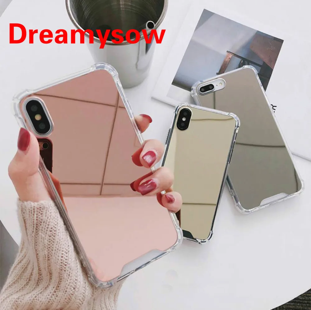 

Luxury Mirror Phone Cases COOL Girl TPU+PC Back Cover Anti-knock Protector For iPhone 7 7 Plus Case For iphone X 6 6S 8 8 Plus