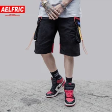 AELFRIC многоцветные шорты с карманами в стиле пэчворк для мужчин, летняя Уличная Повседневная одежда в стиле хип-хоп, мужские шаровары с эластичной резинкой на талии, шорты Карго