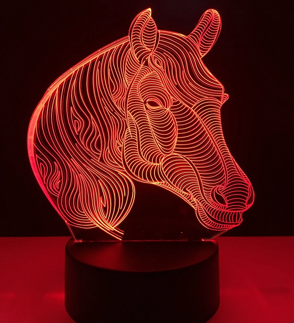 Animal Horse Led Night Lights 3D LED Desk Table Lamp USB Novelty Gifts 7 Colors Changing Lovely
