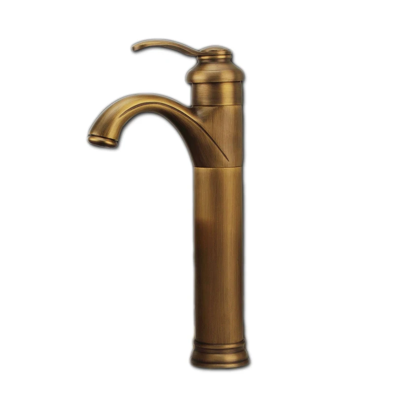 

Free shipping Teapot antique basin faucet with long body bathroom basin mixer tap with single handle gold kitchen sink faucet