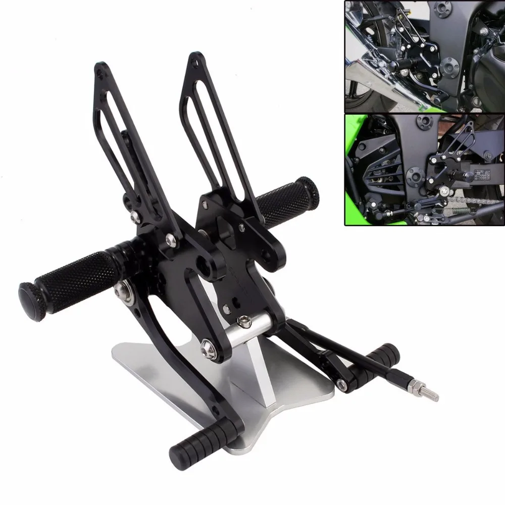 CNC регулируемые мотоциклетные Задние подножки задние наборы набор Rearsets для KAWASAKI Ninja 250R 2008-2012 ножной колышек анодированный