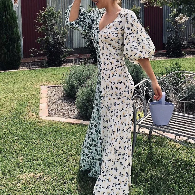 Модная летняя одежда с цветочным принтом в стиле пэчворк v образным вырезом