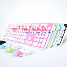 Dhl ИЛИ ems 10 шт 2,4G Беспроводная оптическая Клавиатура Мышь Набор Универсальный круглый ключ стиль ПК компьютер адаптер для клавиатуры набор