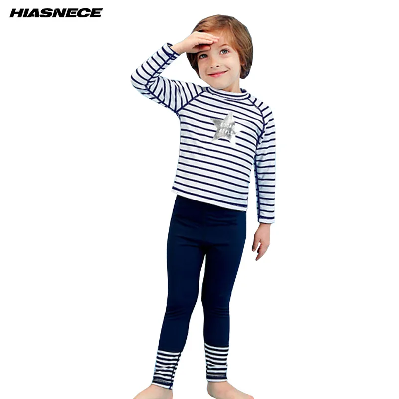 

Boys Rash Guards Swimwear Long Sleeves Shirt Pants Striped Printed Children kids Sunscreen Surfing Swim suits Bathing Suits 2018