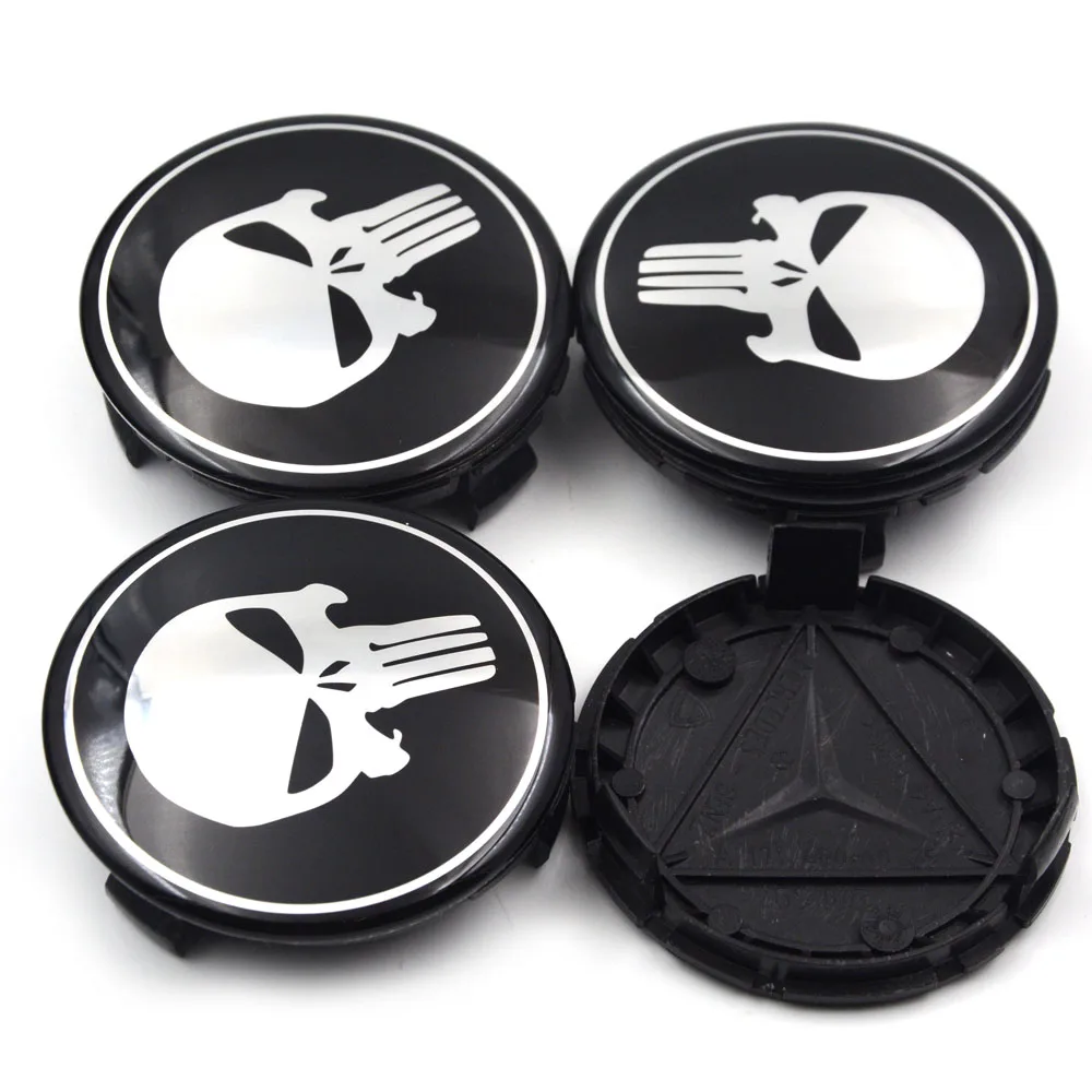 

Gzhengtong 4pc/lot 75mm Wheel Center Hub Cap Punisher Badge Emblems for Mercedes for A B C CLA CLS G M R A1714000025 Car styling