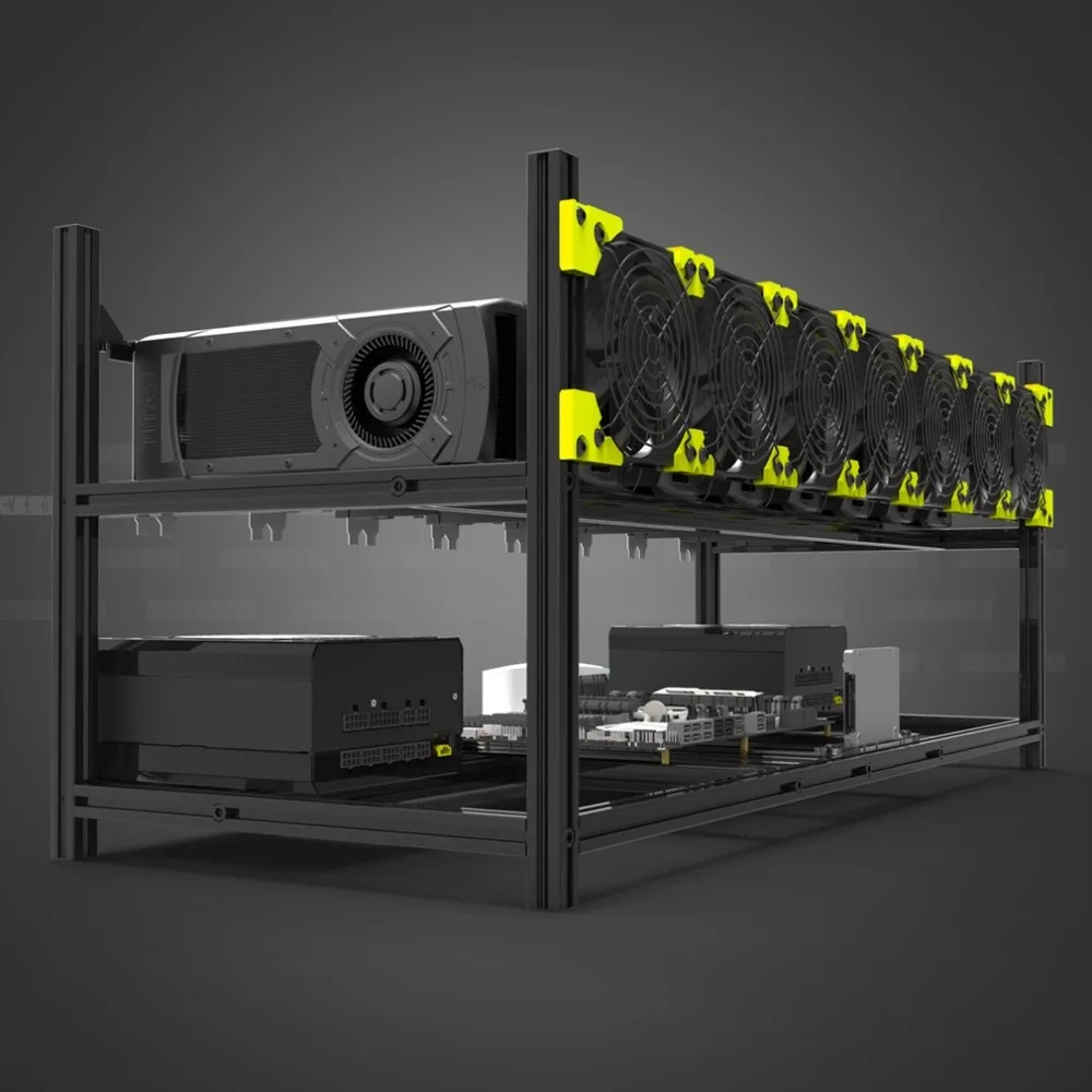 Professional Veddha V3C8 GPU Mining Rig Aluminum Alloy Stackable Case Up To 8 GPU Open Air Frame Rack Bracket