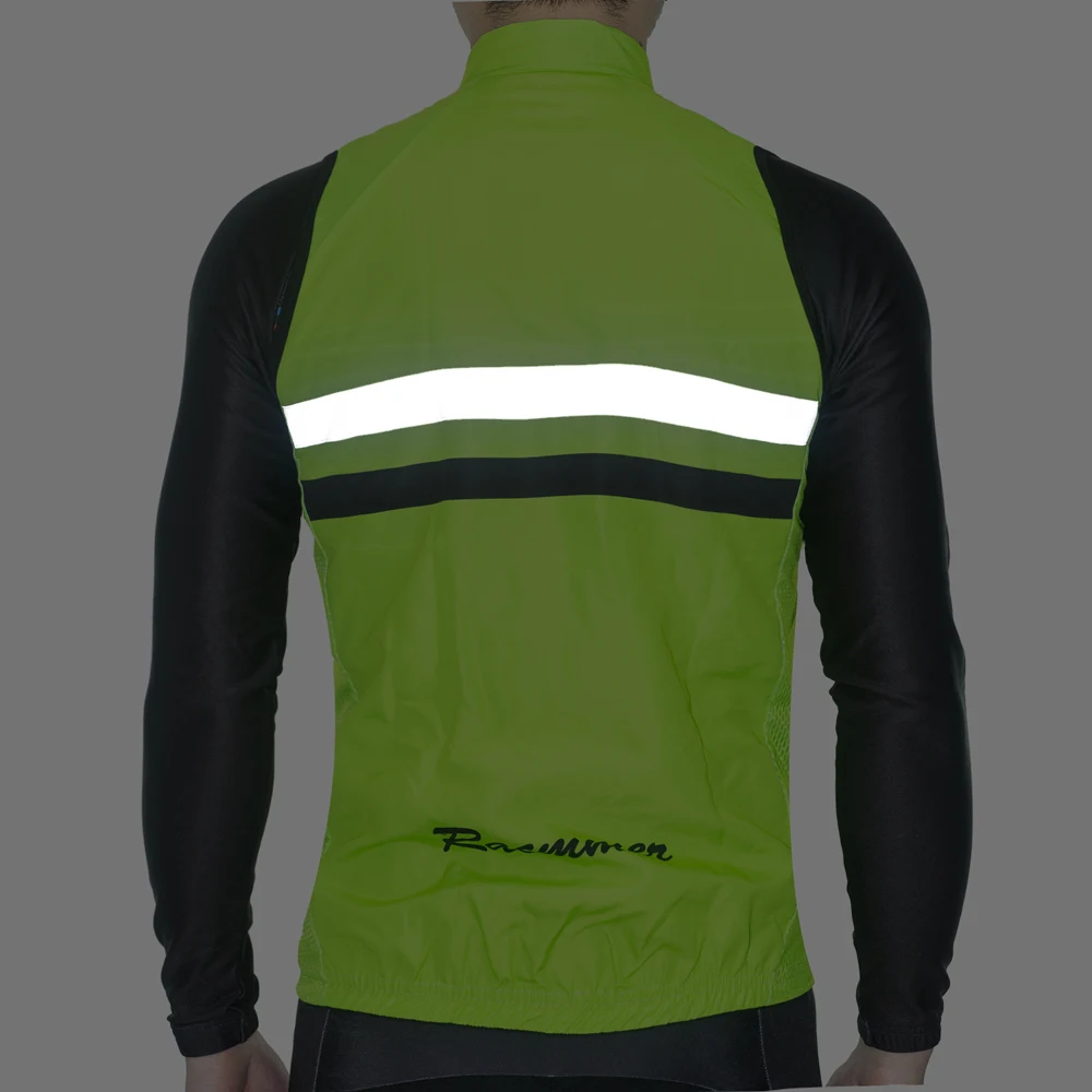 Racmmer 2018 Windstopper sin mangas Ciclismo Jersey ropa bicicleta a prueba de viento reflectante Maillot Chaleco Ciclismo # WX-06
