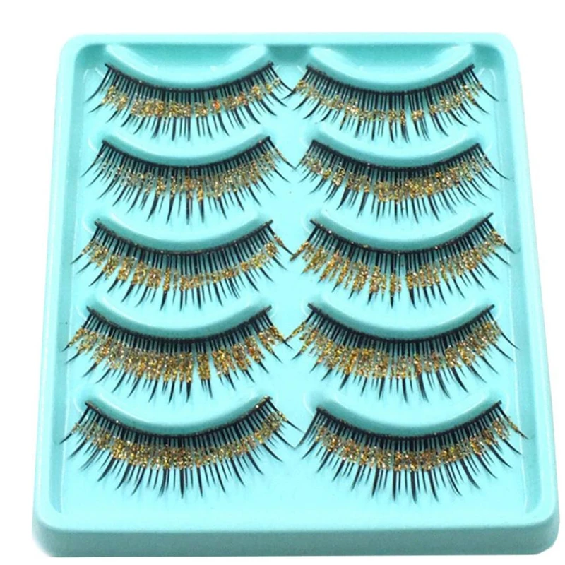 5 pairs Glitter & Shimmery False Eyelash Thick Stage Cross Bridal