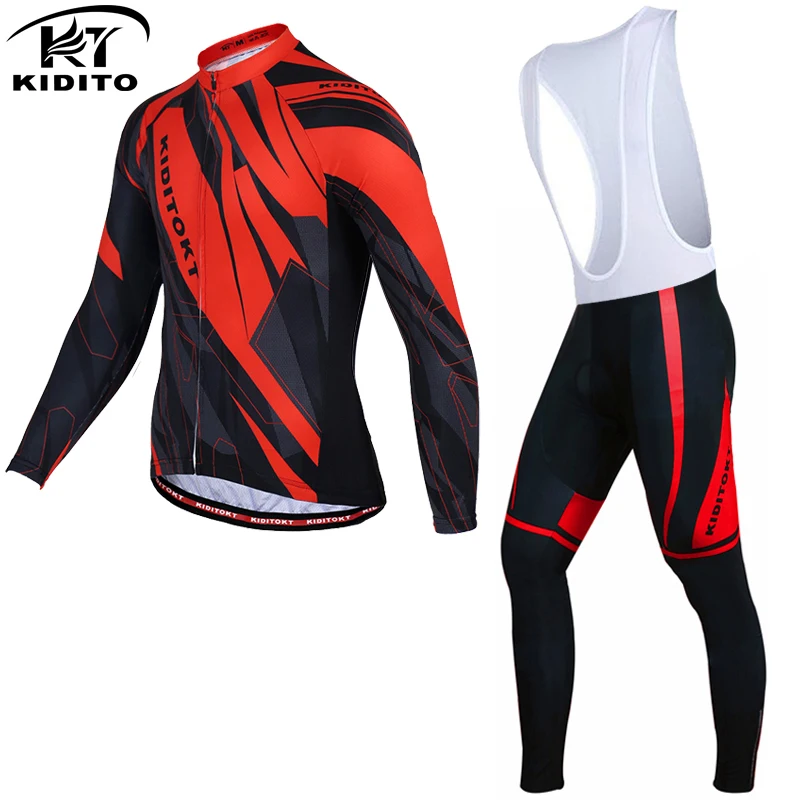 

KIDITOKT Winter Cycling Clothing Long Sleeve Thermal Fleece MTB Bike Clothing Winter Bicycle Clothes Set road mtb equipment
