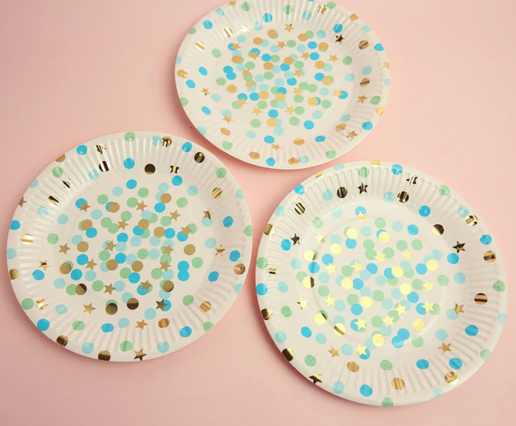 FANLUS Value Pack Cupcake Toppers Picks- Various Themes (7 inch Party paper plate with Gold Foil 10 PCS Stars& Sparkles Theme) (8)
