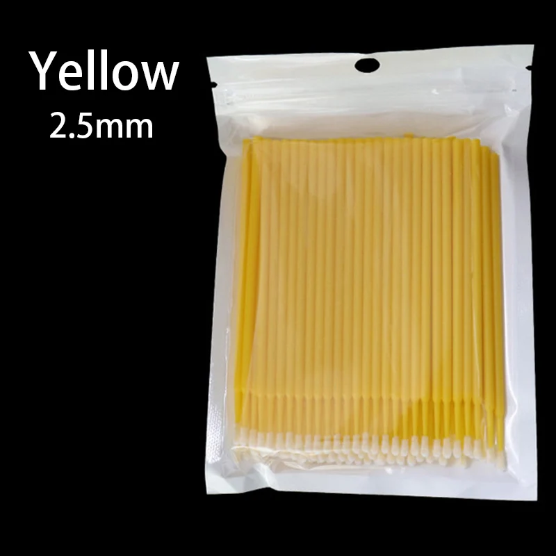 Yellow 100 шт одноразовые ватные тампоны щетка для ресниц очищающий тампон горячее естественное приспособление для снятия ресниц тату комплект микрочипов аппликаторы - Цвет: Yellow