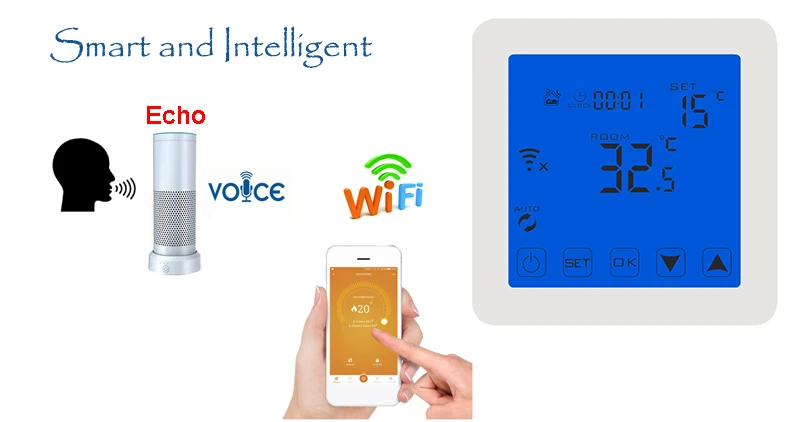 Электрическая система отопления, Беспроводной регулятор температуры, управление с помощью приложения, интеллектуальный и умный Wi-Fi